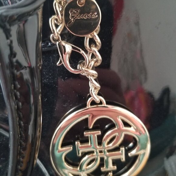 Guess PVC shiny black shoulder bag (gently used) - Picture 2 of 5